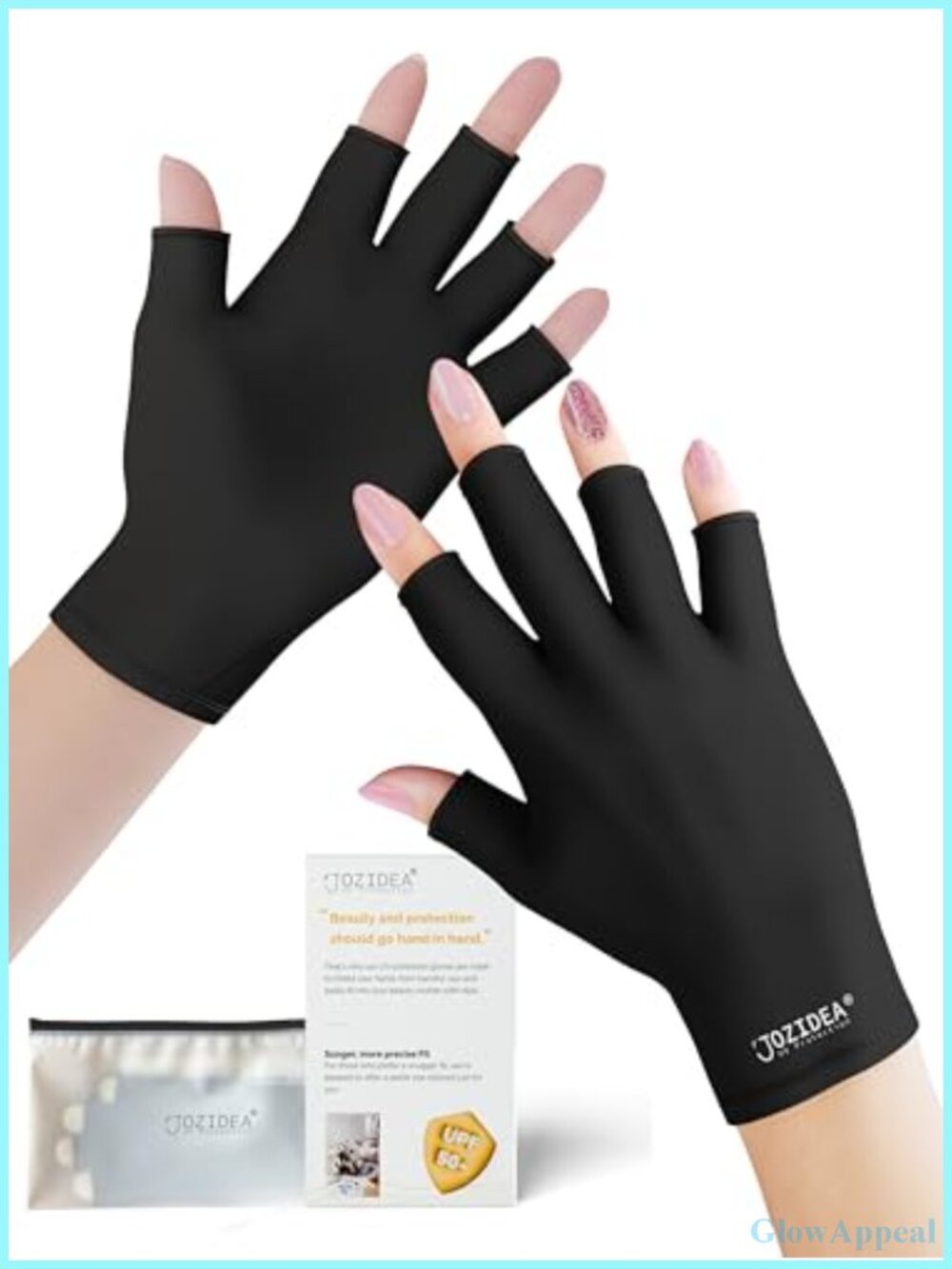 UPF50+ UV Protection Gloves for Gel Manicures, 85% Nylon 15% Spandex,